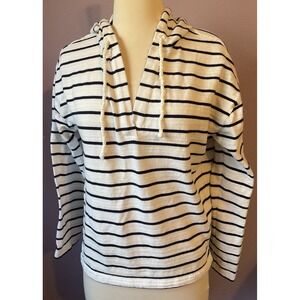 J. Crew White‎ Navy Striped Hoodie Size Small